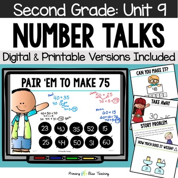 Preview of SECOND GRADE NUMBER TALKS UNIT 9 for Building Number Sense and Mental Math