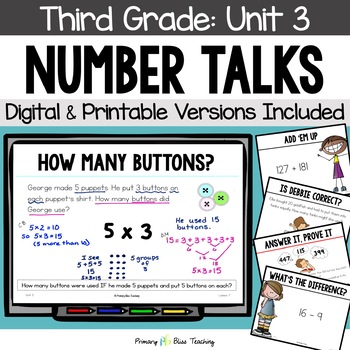 Preview of Third Grade Number Talks Unit 3 for Building Number Sense and Mental Math