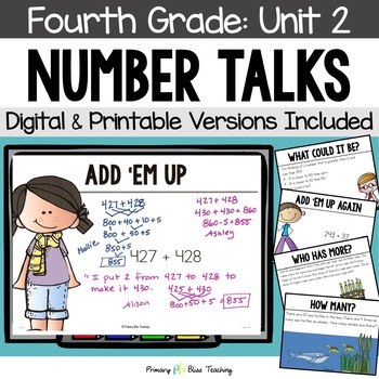 Preview of Fourth Grade Number Talks Unit 2 for Building Number Sense and Mental Math