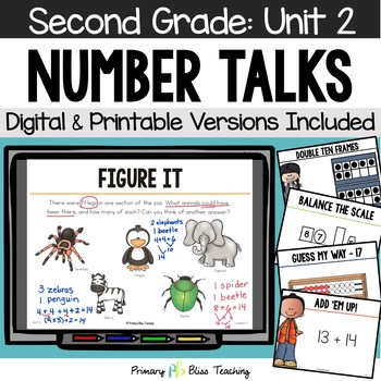 Preview of Second Grade Number Talks Unit 2 for Building Number Sense and Mental Math