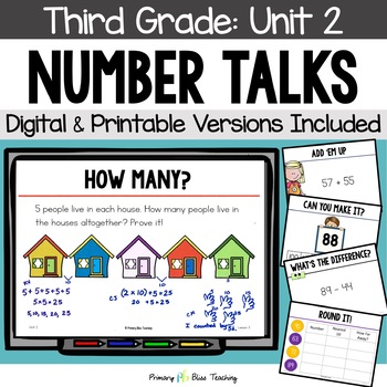 Preview of Third Grade Number Talks Unit 2 for Building Number Sense and Mental Math