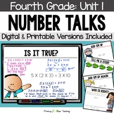 Fourth Grade Number Talks Unit 1 for Classroom and DISTANC