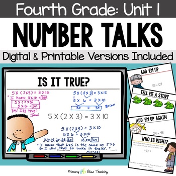 Preview of Fourth Grade Number Talks Unit 1 for Building Number Sense and Mental Math