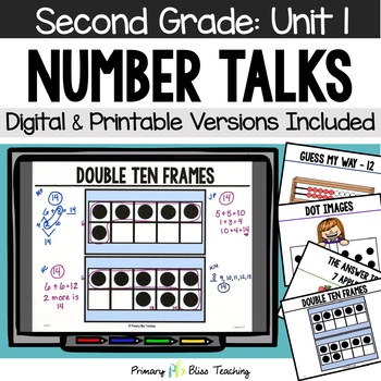 Preview of Second Grade Number Talks Unit 1 for Building Number Sense and Mental Math