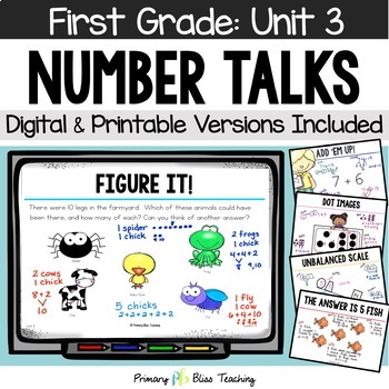 Preview of First Grade Number Talks Unit 3 for Building Number Sense and Mental Math