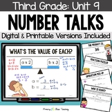 Third Grade Number Talks Unit 9 for Classroom and DISTANCE