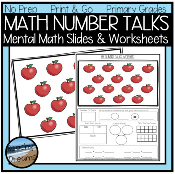 Preview of Number Talks Pictures and Worksheets to Practice Multiple Math Strategies