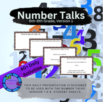 Preview of 40+ Number Talks Version 1 PowerPoint, Grades 6-8