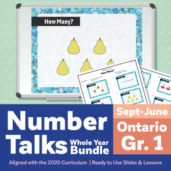 Preview of Number Talks Whole Year Bundle - Ontario Gr 1 | For In-Class & Distance Learning