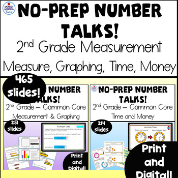 Preview of NO PREP Number Talks for ALL 2nd Grade Measurement Measure Graphs Time Money