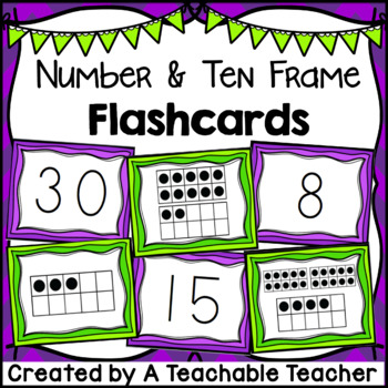 Preview of Number & Ten Frame Flashcards {1 to 30}