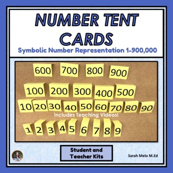 Preview of Number Tent Place Value Cards 1-9, 10-90, 100-900 up to 900,000