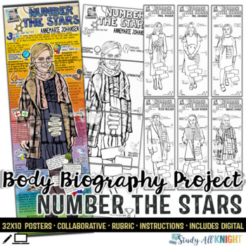 Preview of Number The Stars Body Biography Project Bundle, For Print and Digital