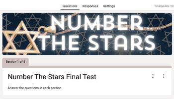 Preview of Number The Stars - Final Test on Google Forms