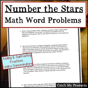 Preview of Number The Stars Fraction Word Problems Worksheet