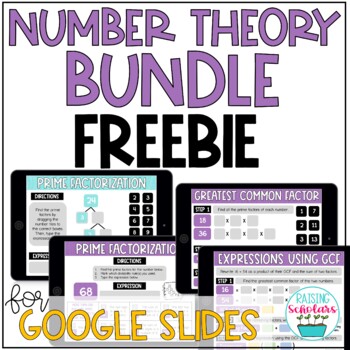 Preview of Number Theory Digital Practice FREEBIE Google Slides Digital Learning