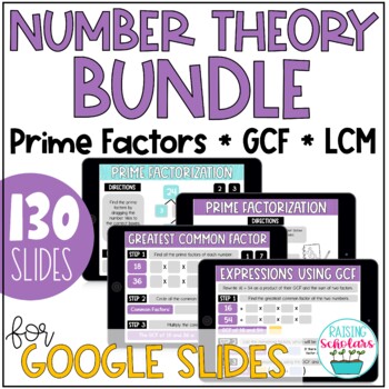 Preview of Number Theory Digital Practice Prime Factorization GCF LCM BUNDLE