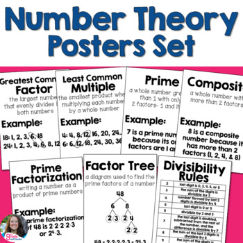 Preview of Number Theory - LCM and GCF - Posters Set for 6th Grade Word Wall