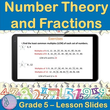 Preview of Number Theory and Fractions | 5th Grade PowerPoint Lesson Slides GCF & LCM