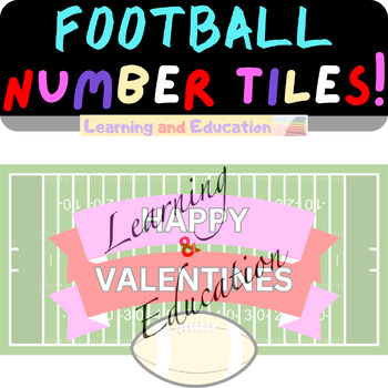 Preview of Number Tiles 1-100 Football Valentine's Day Special beige football white stripe
