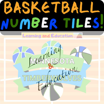 Preview of Number Tiles 1-100 NBA Basketball Team (Minnesota Timberwolves) with black font