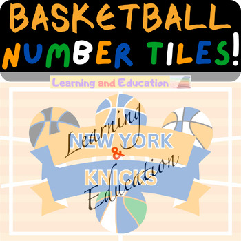 Preview of Number Tiles 1-100 NBA Basketball Team (New York Knicks) with blue font part 1