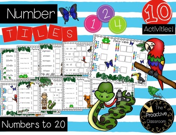 Preview of Number Patterns and Place Value to 20 Rainforest Theme Math Center Number Tiles