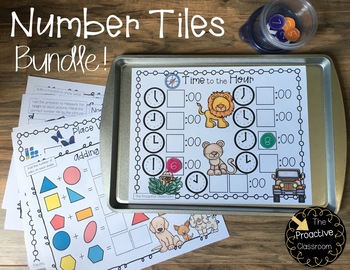Preview of Number Tiles First Grade Math Centers Bundle for the Year