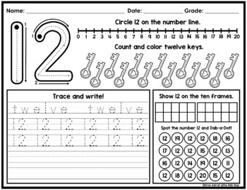 number tracing 1 20 worksheets by the kna shop tpt