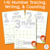 Number Tracing- 1-10: Trace, Count, and Color! (Mermaids)