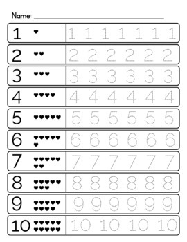 Number Tracing 1-10 practice - Free by Natalie Studio | TpT