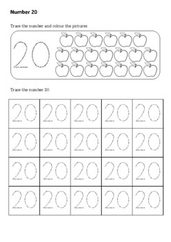 number tracing 1 to 20 by little vivas preschool tpt