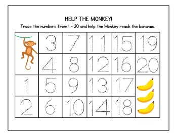 Preview of Number Tracing 1 to 20