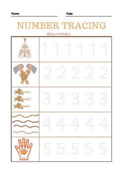 Preview of Number Tracing - Boho Theme