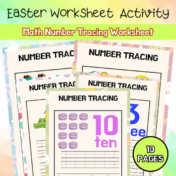 Preview of Number Tracing Coloring Easter Worksheet PreK - 2nd Easter Activity Printable