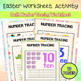 Number Tracing Coloring Easter Worksheet PreK - 2nd Easter