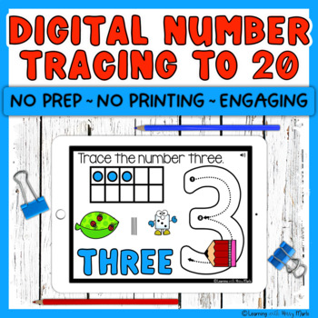 Preview of Number Tracing Digital Math Activity - Tracing Numbers 1-20 Preschool