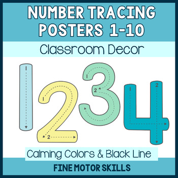 Preview of Number Tracing Large Display | CALMING BOHO | Classroom Decor