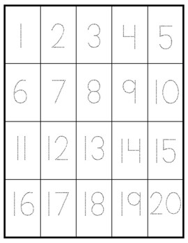 number tracing practice 1 20 tracing worksheet preschool kindergarten activity