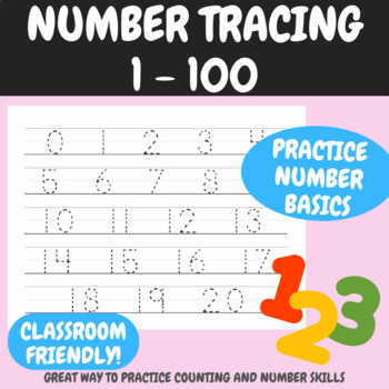 Preview of Number Tracing | Tracing Numbers 1 - 100 Worksheet | Counting Practice for Pre K