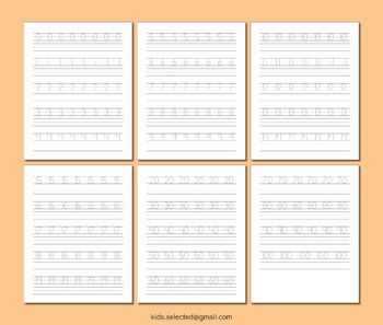 Number Tracing Worksheet 1-20 and 30 40 50 60 70 80 90 100 Activity Book