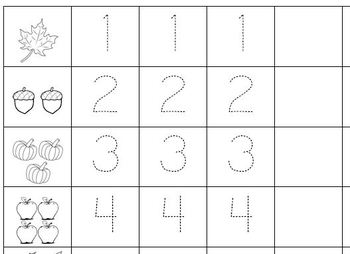 Number Tracing Worksheet - Fall theme by Madoka Nishio | TpT