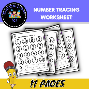 Number Tracing Worksheet Printable, Math Number Homeschool Printable, 0-10