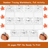 Number Tracing Worksheets | Fall Activity | Counting Worksheet