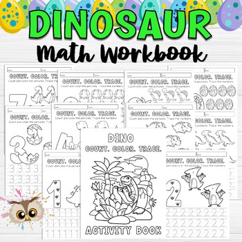 Preview of Number Tracing and Coloring - Dinosaur Themed