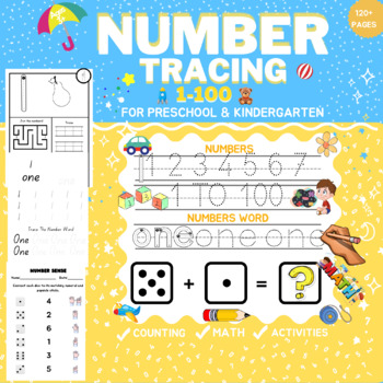 Preview of Number Tracing book 1-100 for Preschoolers & Kindergarten Preschool Numbers Trac
