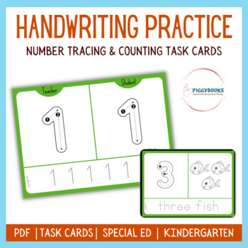 Preview of Number Tracing cards Handwriting practice pdf Special education