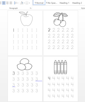 Preview of Number Tracing with Coloring Counting Images 1-20