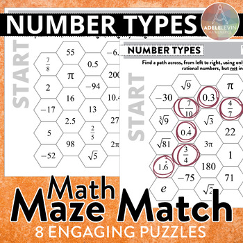 Preview of Number Types (MATH MAZE MATCH)
