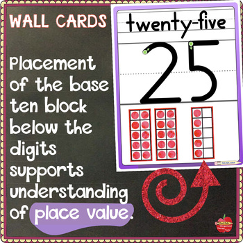 Preview of Number Wall Card Posters, Number Name, Place Value, Line, & 10 Frames: 0-31